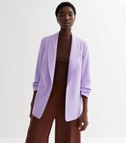 New Look Lilac Ruched Sleeve Oversized Blazer